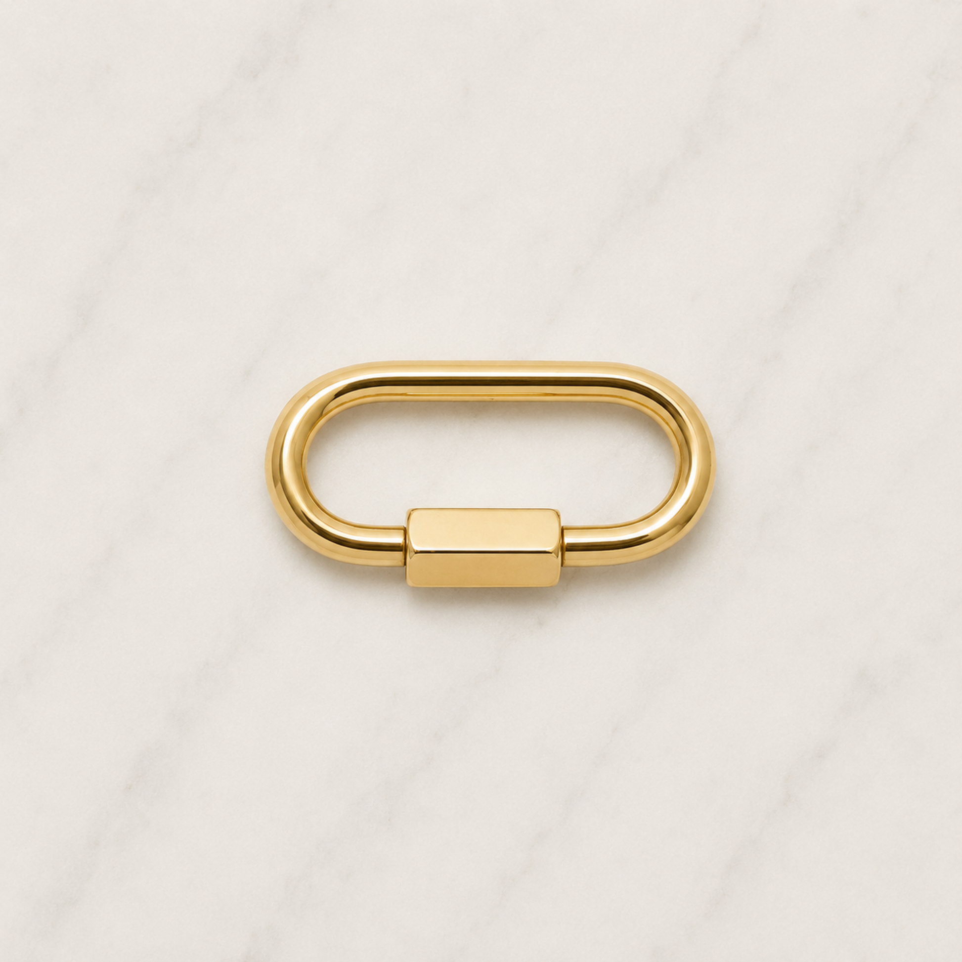 The Charm Bar – Hochwertiger, personalisierbarer Schmuck aus 18K PVD vergoldetem 316L Edelstahl. Wasserfeste Halsketten, Charms und Armbänder für einzigartige Kombinationen – jeder Charm erzählt deine Geschichte. Mini Karabiner. Karabiner Charm. 